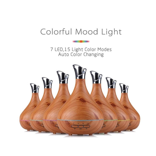 Essential Oil Aroma Diffuser Tulip Light Wood  -Ultrasonic Mist
