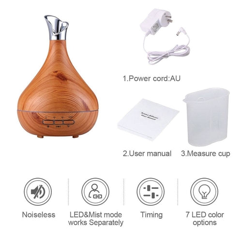 Essential Oil Aroma Diffuser Tulip Light Wood  -Ultrasonic Mist